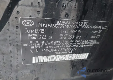 2018 Hyundai Elantra Value Edition z USA, uszkodzony, nr VIN 5NPD84LF2JH379377